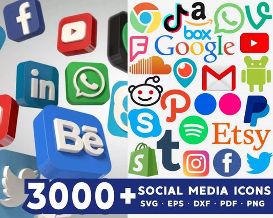 3000+ file Social Media SVG MEGA Bundle ,Cricut , File cut , Vector file , Silhouette Digital Dowload Digital Dowload