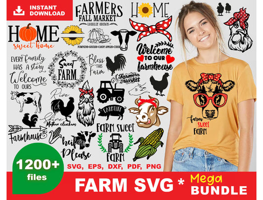 Farm SVG Bundle - 1200+ files Farm SVG, EPS, PNG, DXF for Cricut, Silhouette