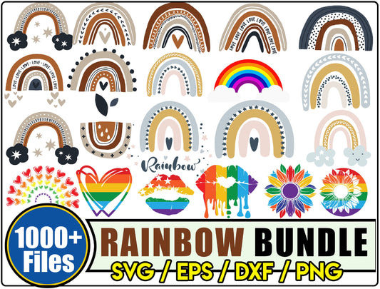 Rainbow SVG Bundle - 1000+ files Rainbow SVG, EPS, PNG, DXF for Cricut, Silhouette