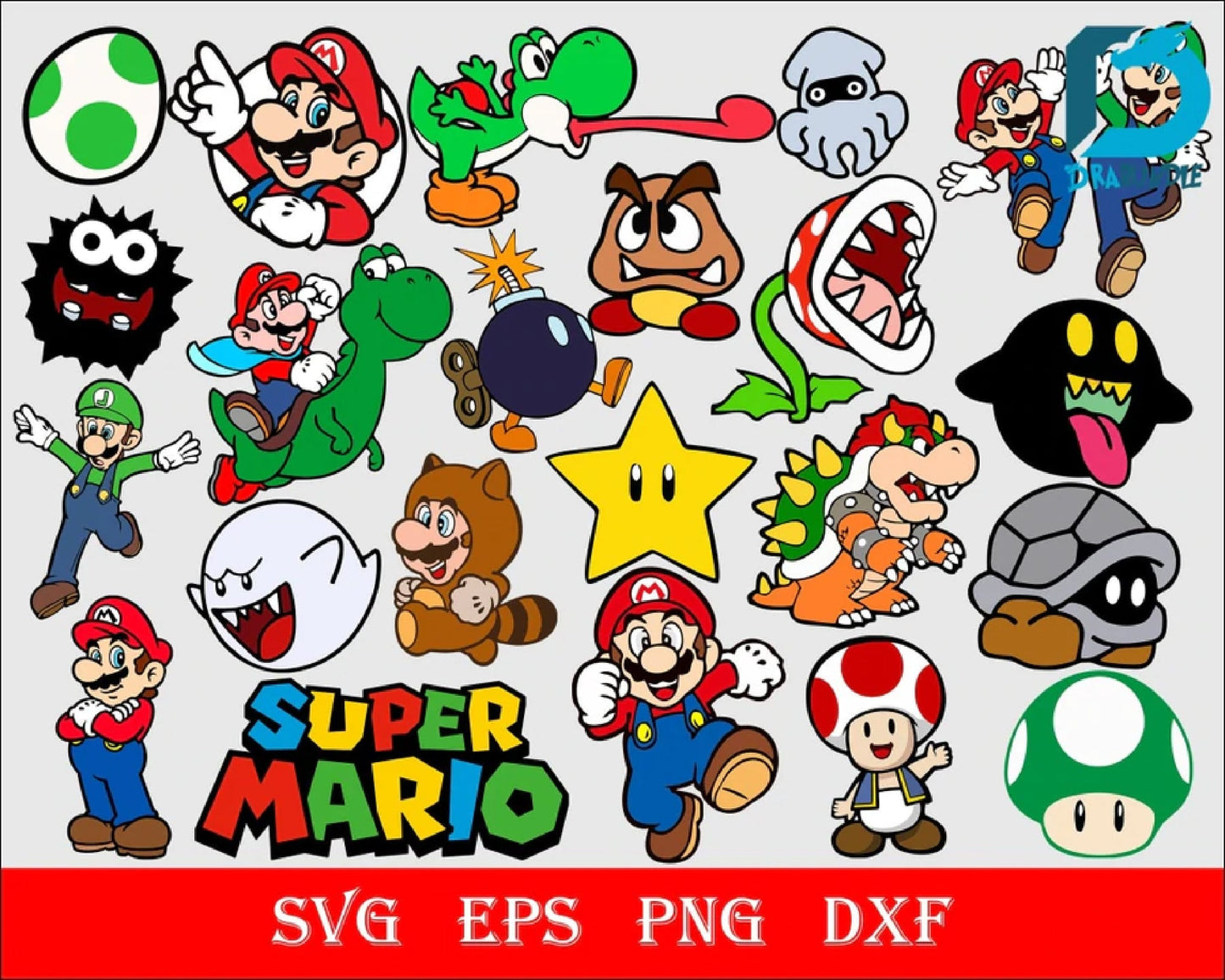 200+ file Mario svg, dxf, png, Super Mario SVG, DXF,PNG, Clipart, Cricut Digital Dowload