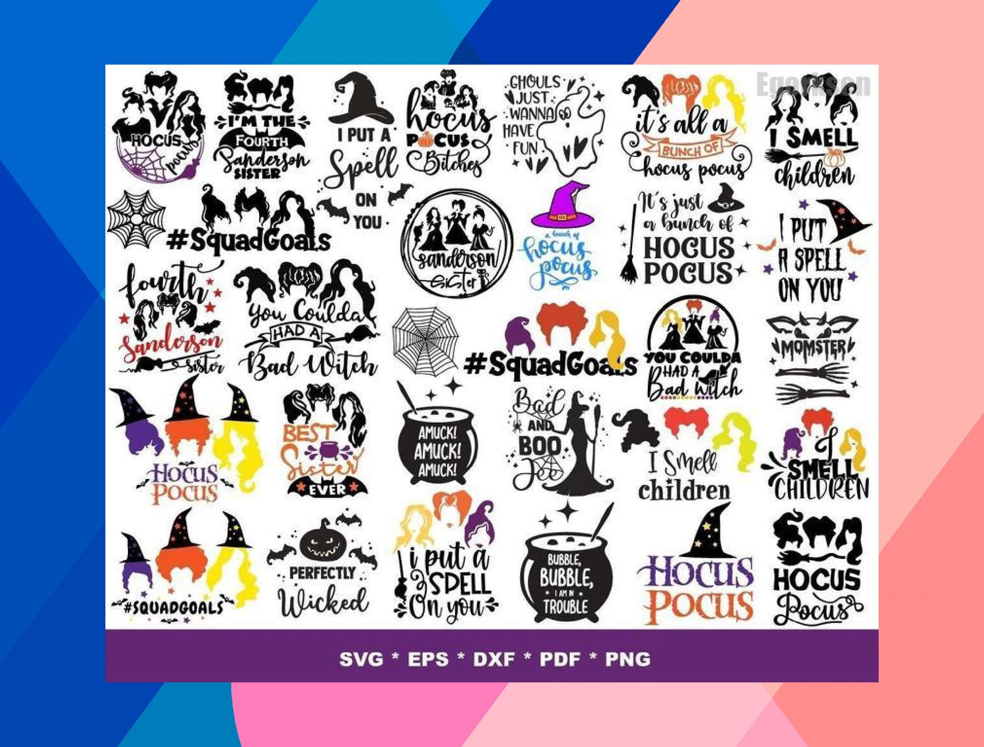 Hocus Pocus SVG Bundle - 1000+ files Hocus Pocus SVG, EPS, PNG, DXF for Cricut, Silhouette