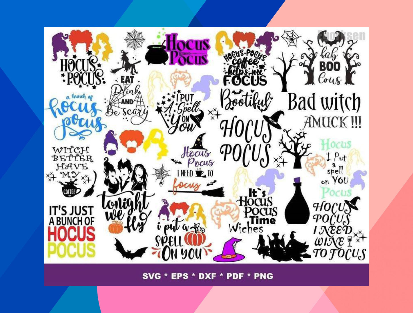 Hocus Pocus SVG Bundle - 1000+ files Hocus Pocus SVG, EPS, PNG, DXF for Cricut, Silhouette