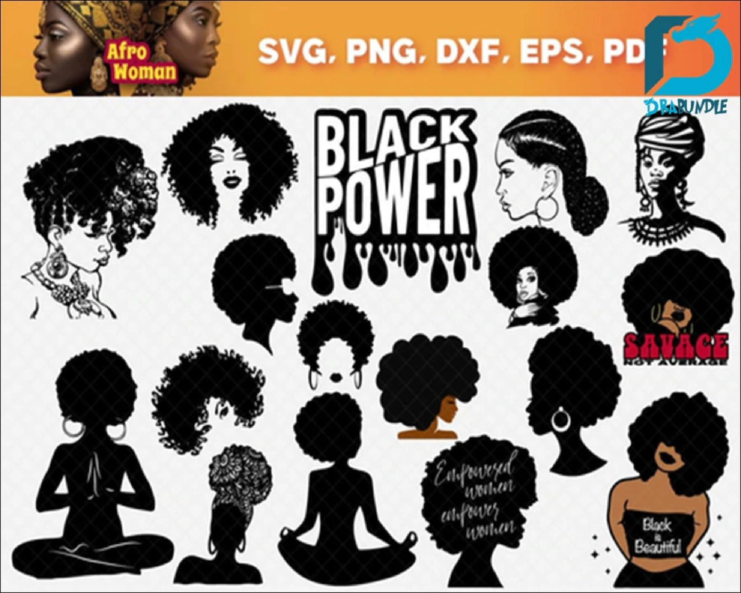 100+Afro Woman SVG, Afro Girl Svg, Afro Queen Svg, Afro Lady Svg, Curly Hair Svg, Black Woman, For Cricut, For Silhouette, Cut Files, Dxf, Png