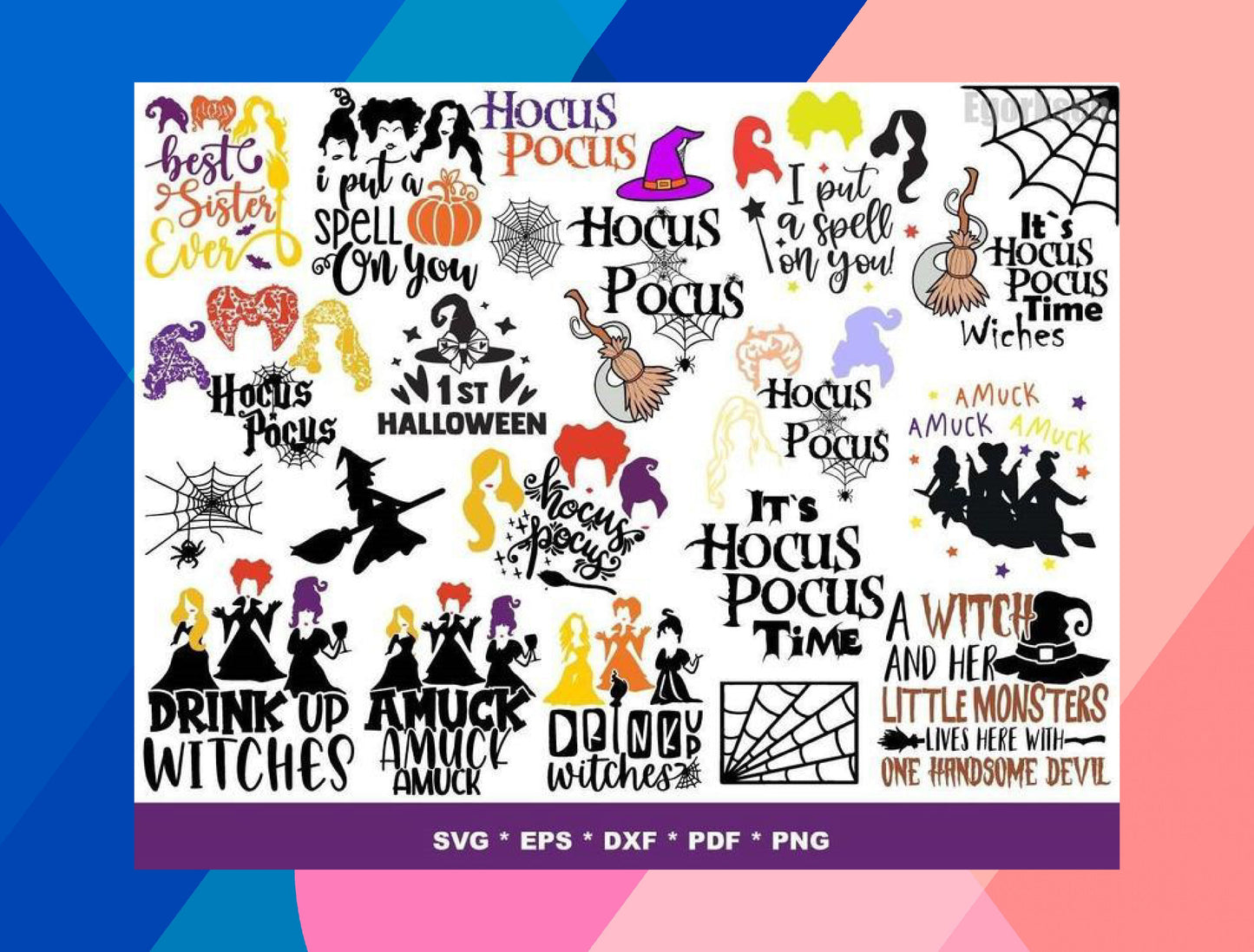 Hocus Pocus SVG Bundle - 1000+ files Hocus Pocus SVG, EPS, PNG, DXF for Cricut, Silhouette