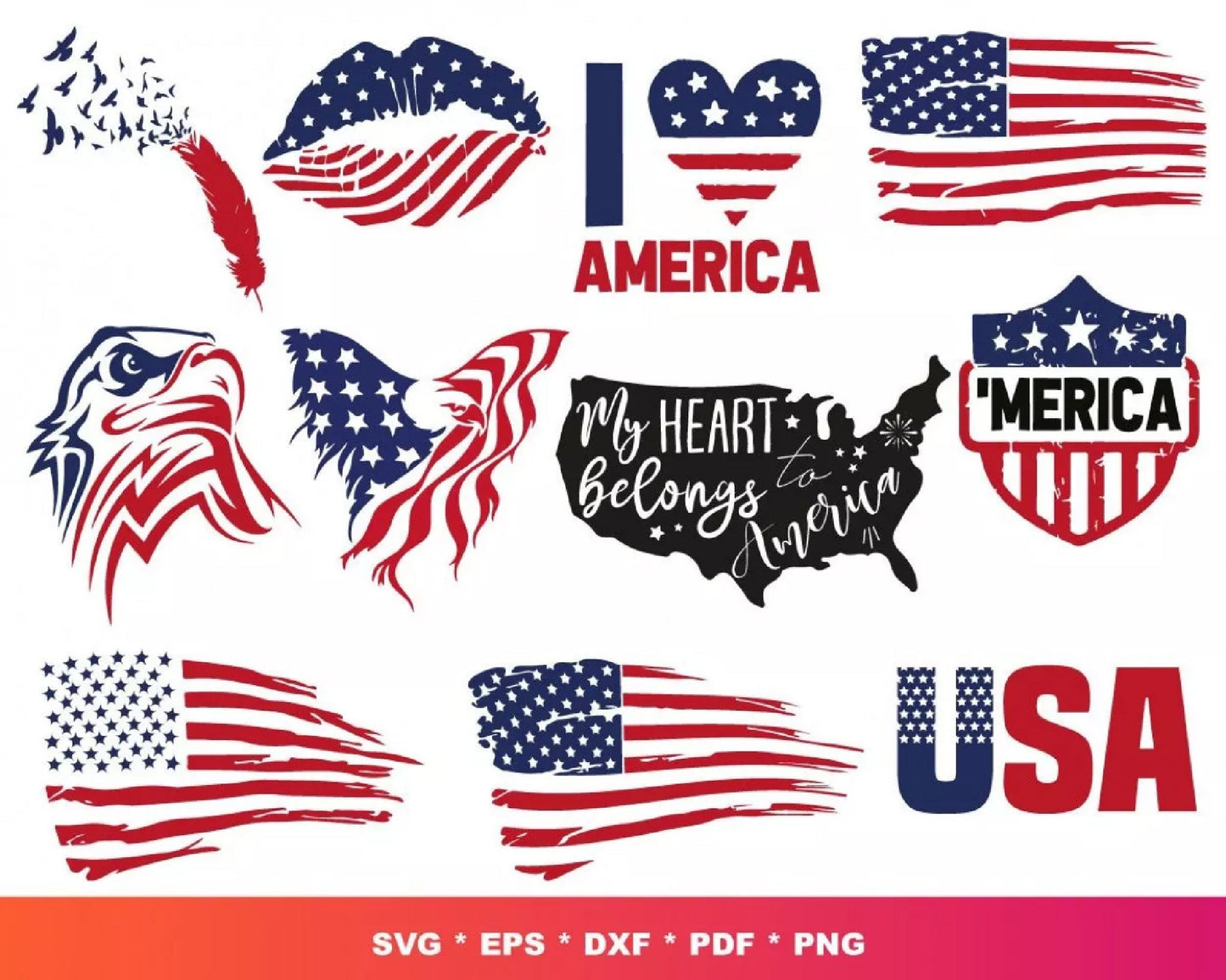 2000+ file Independence Day SVG DXF EPS PNG Bundle  cricut , file cut , vector file ,Digital Dowload