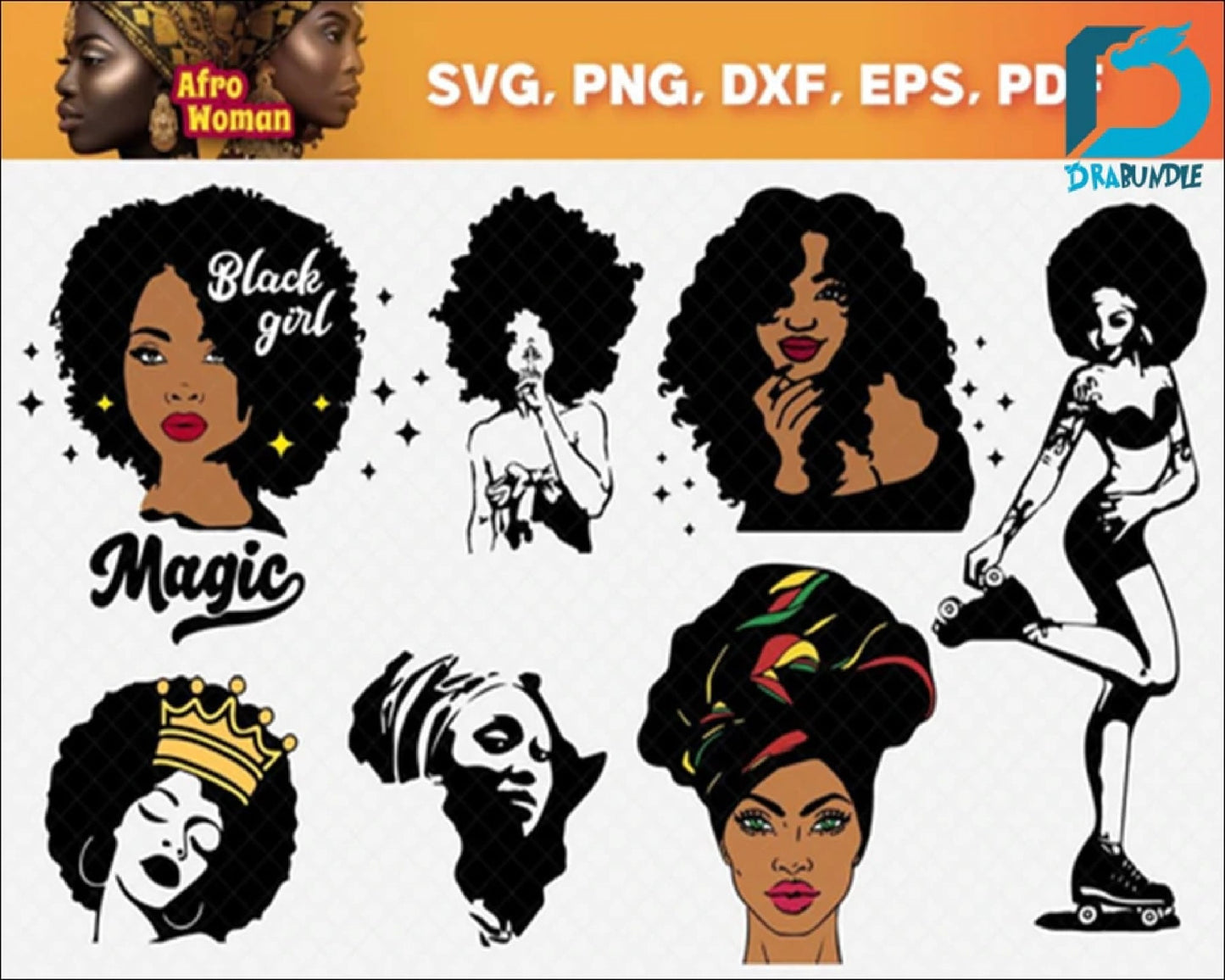 100+Afro Woman SVG, Afro Girl Svg, Afro Queen Svg, Afro Lady Svg, Curly Hair Svg, Black Woman, For Cricut, For Silhouette, Cut Files, Dxf, Png