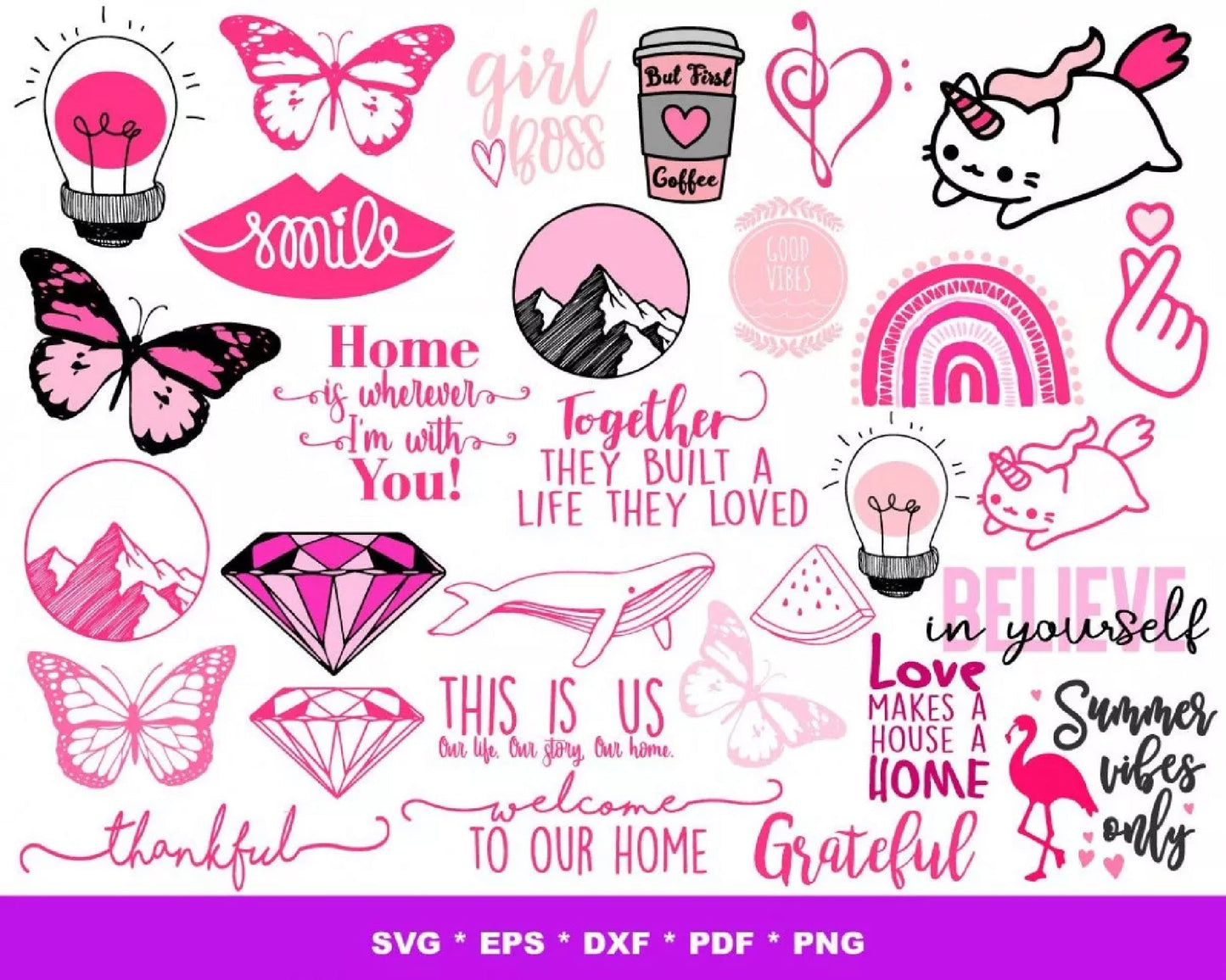 1700+ file Love Pink svg, Love Pink SVG Bundle,  Clip Art , Cricut , File cut , Vector file , Silhouette  , Digital Dowload