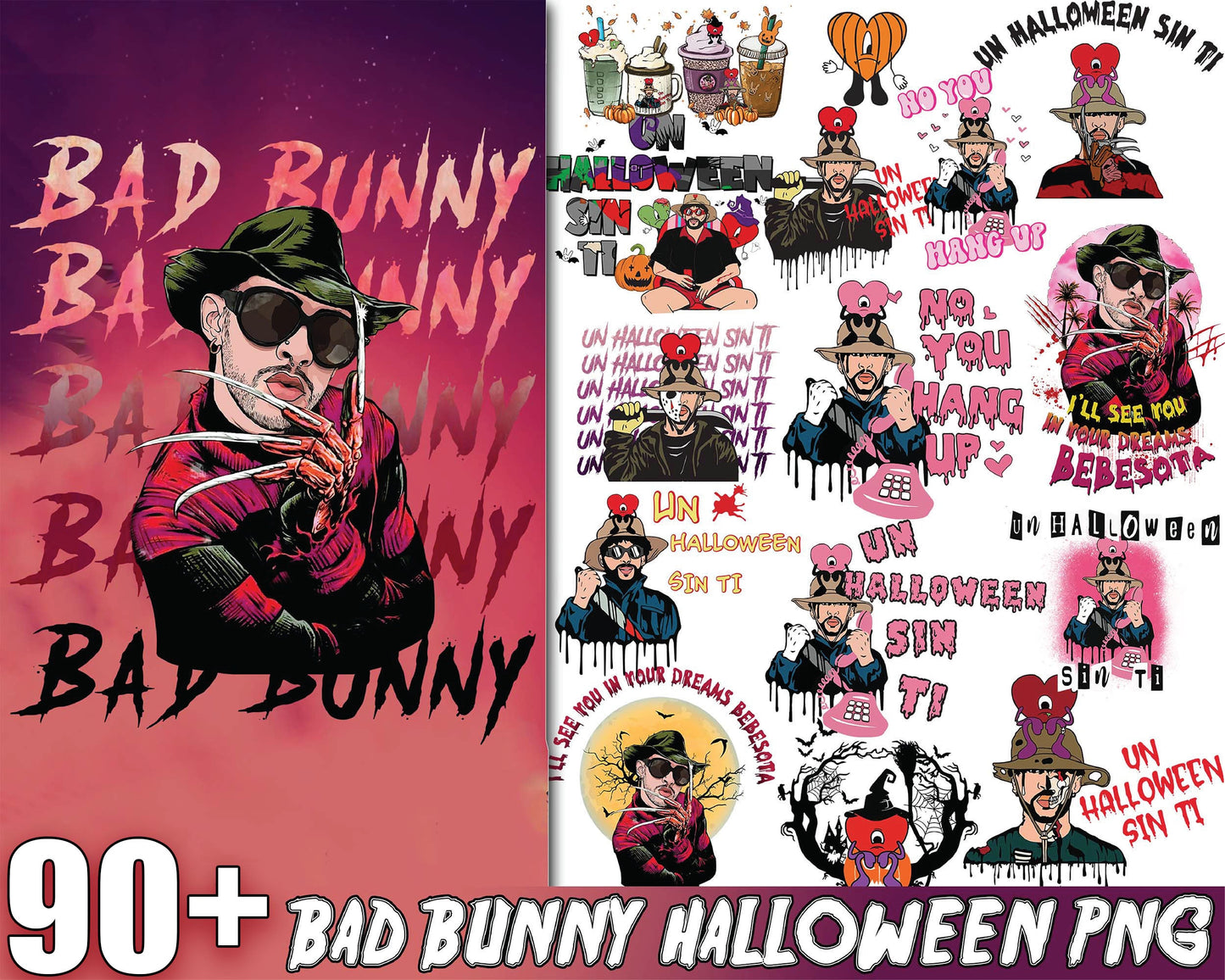 Bad bunny Ultimate giga bundle svg,  bad bunny halloween SVG  , Mega Bundle bad bunny SVG DXF EPS PNG , file cut , for Cricut,  Silhouette , digital download