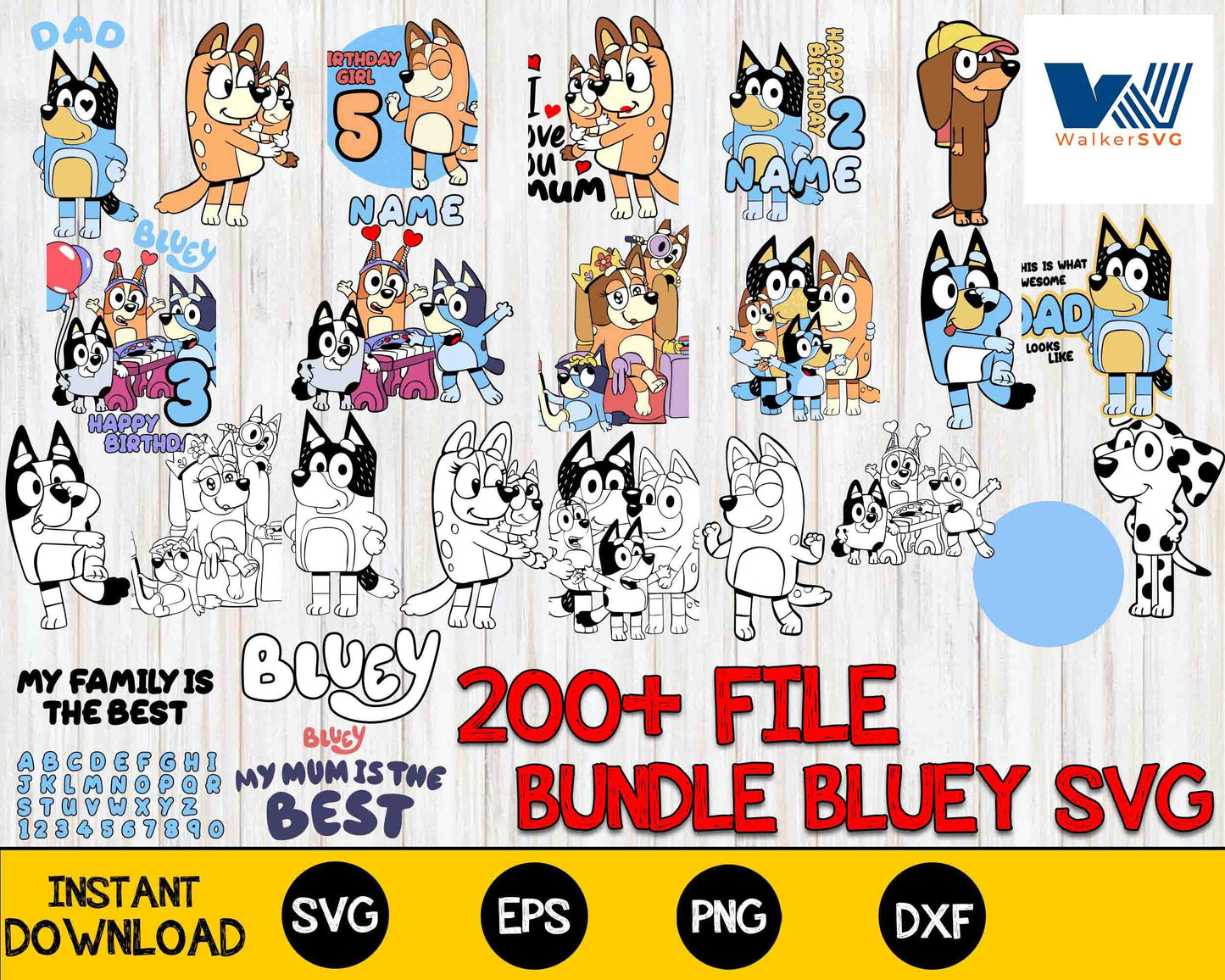 Bluey Bundle  SVG ,200+ file Bluey SVG, EPS, PNG, DXF ,cricut , file cut , for Cricut, Silhouette