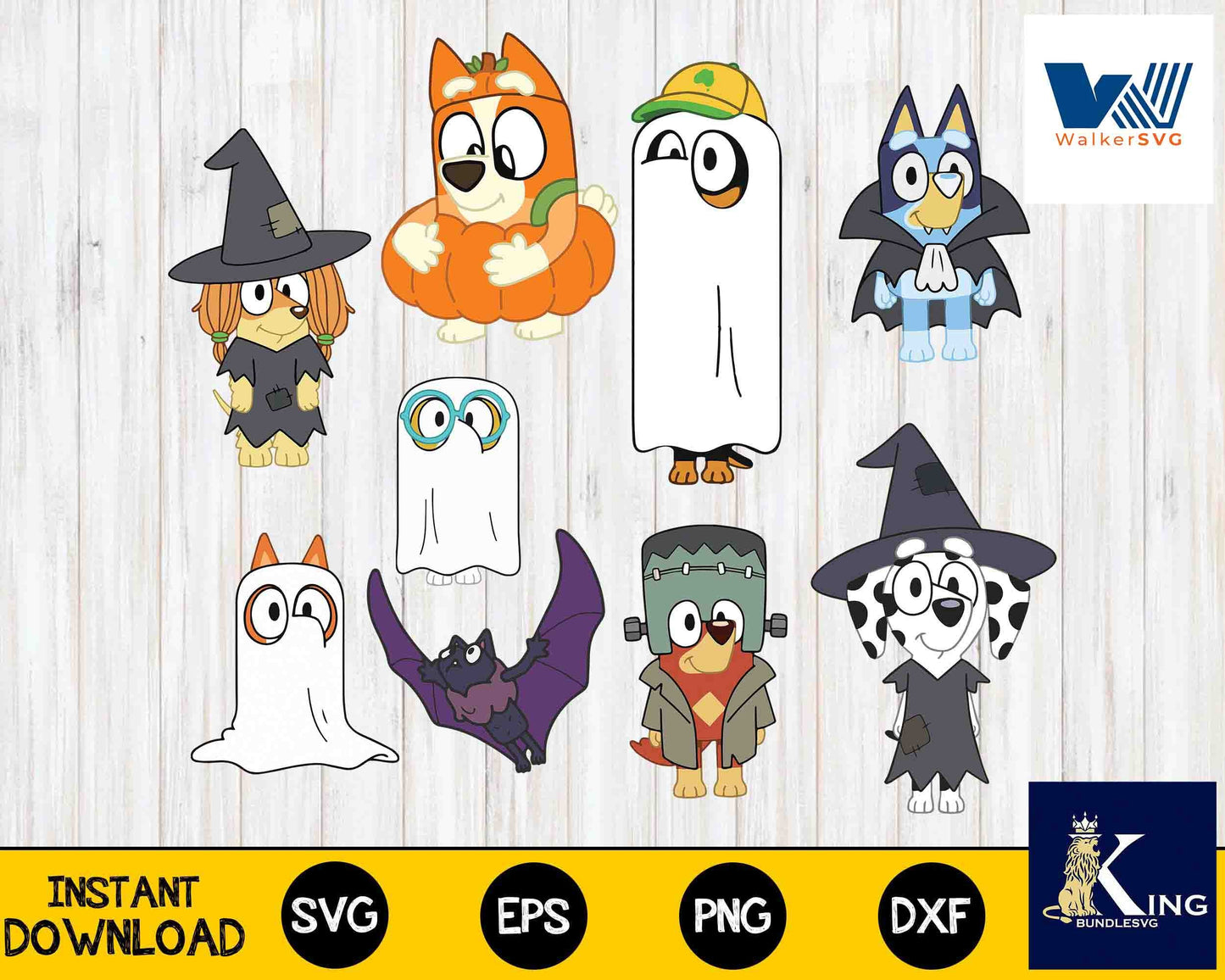 Bluey halloween Bundle  SVG ,Bluey Dog Family Bundle, Halloween Witch Friends  SVG, EPS, PNG, DXF ,cricut , file cut , for Cricut, Silhouette