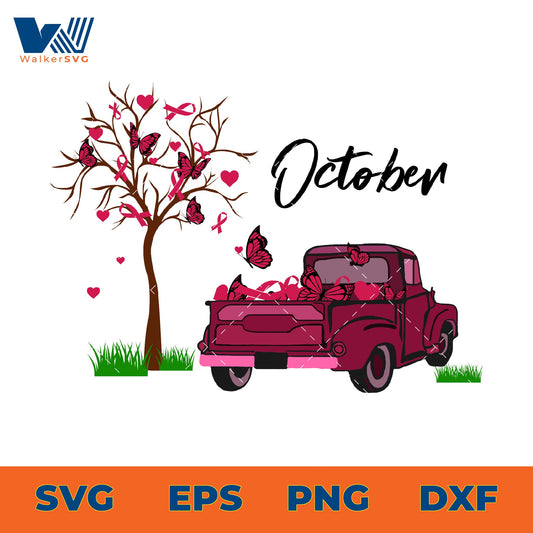 October Car, Breast Cancer Awareness SVG