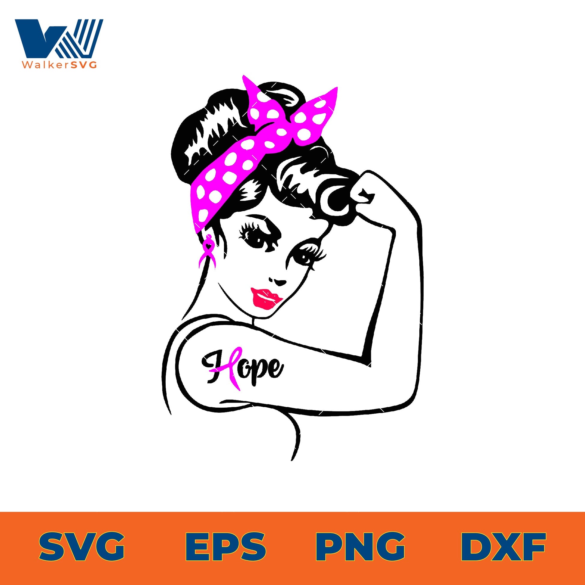 Hope Tattoo Breast Cancer Girl SVG