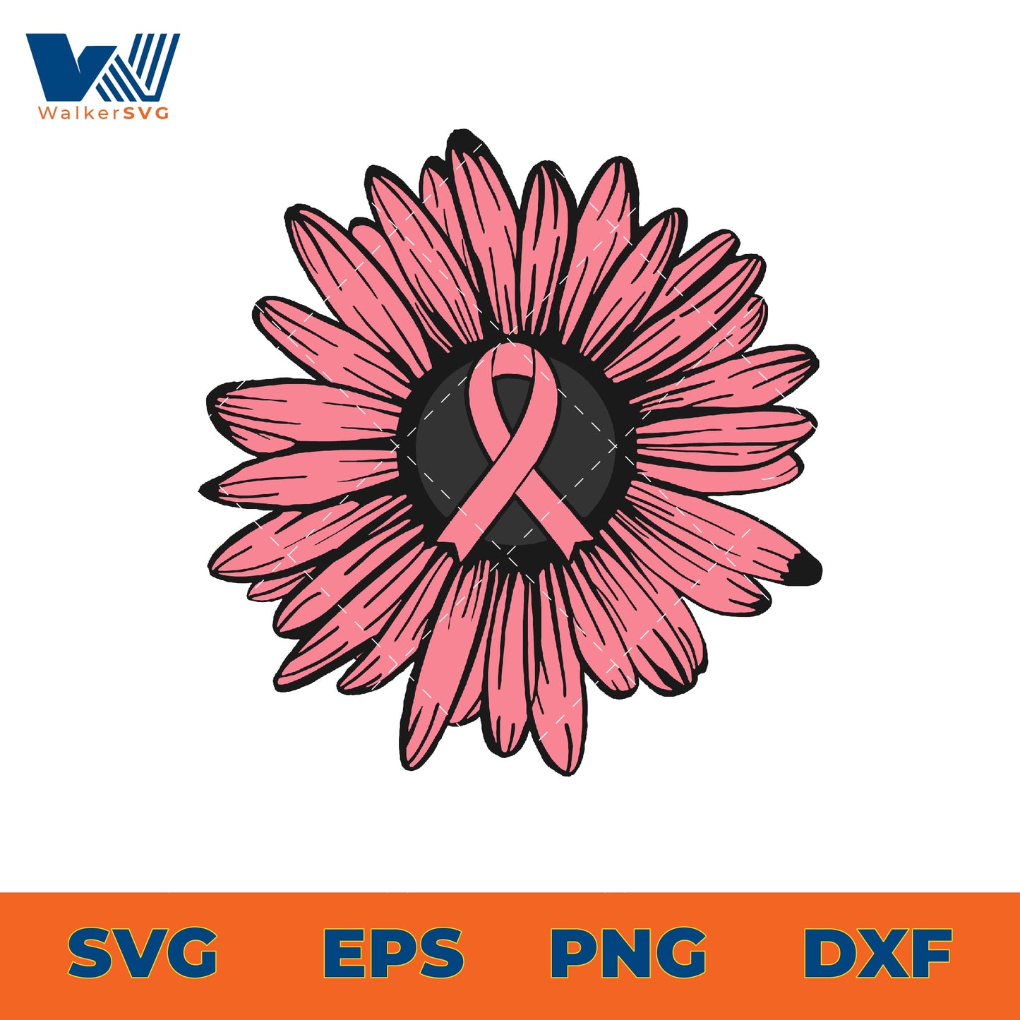 Breast Cancer Awareness Ribbon Flower SVG