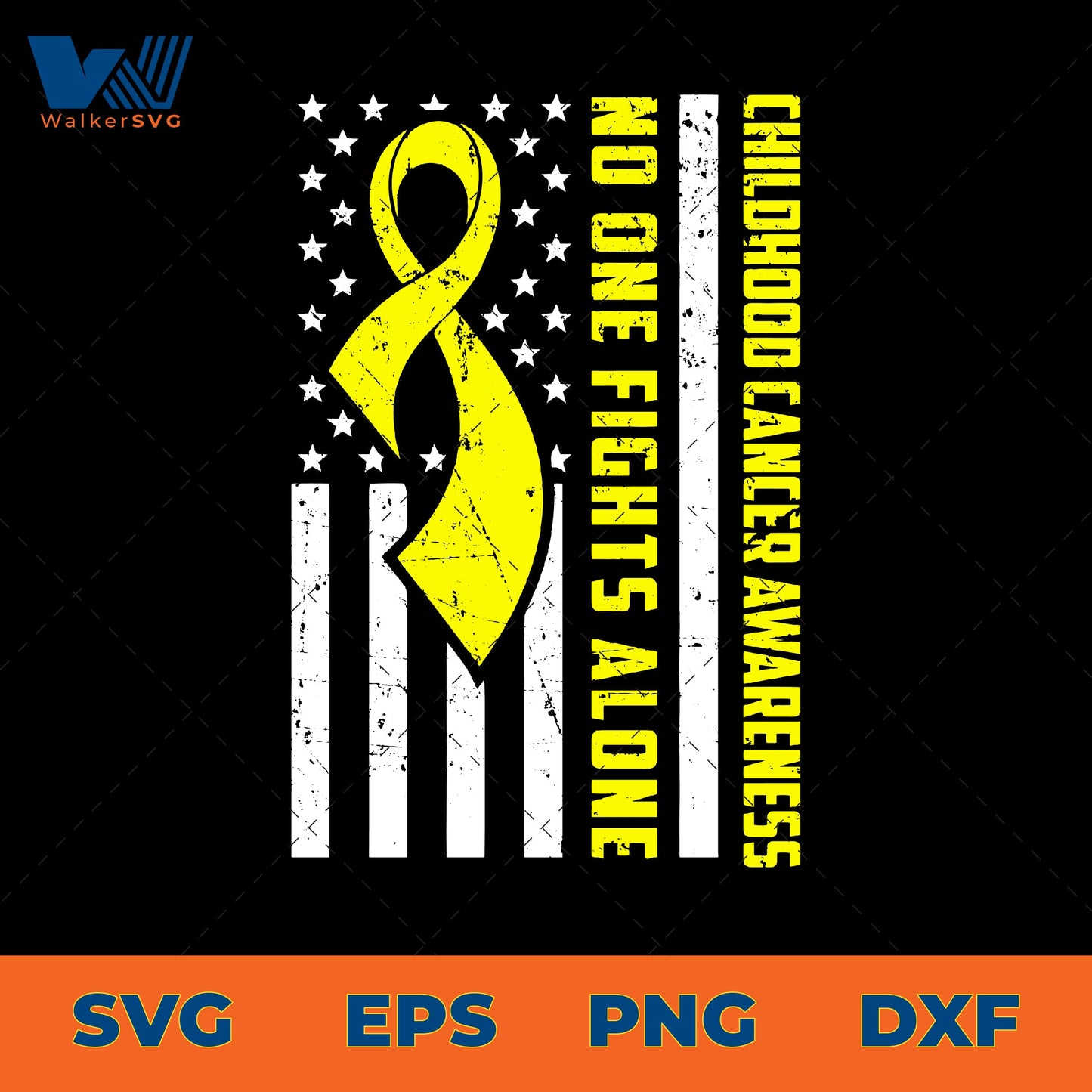 No One Fights Alone, Childhood Cancer Awareness Flag SVG
