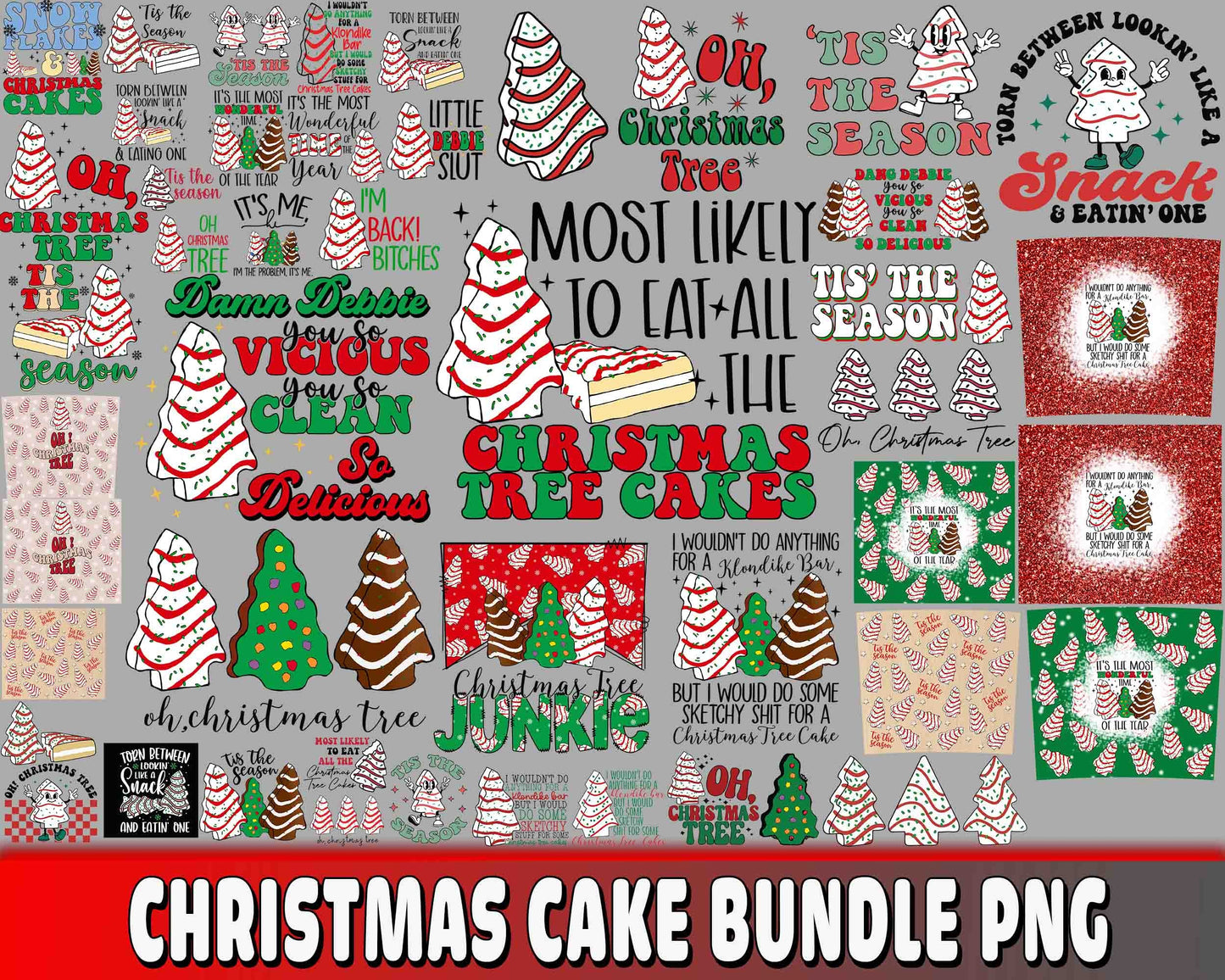 Christmas cake PNG , Christmas cake bundle PNG , file cut , Silhouette, digital download, Instant Download