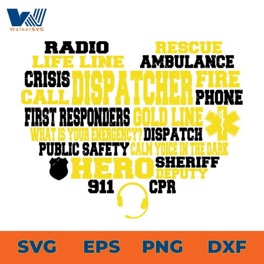 911 Dispatcher, Hero Gold Line First Responders SVG