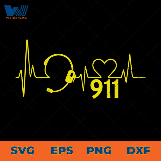 911 Dispatcher Heart Rate Line SVG