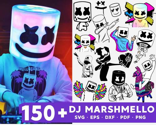 DJ Mashmellow SVG Bundle - 150+ files DJ Mashmellow SVG, EPS, PNG, DXF for Cricut, Silhouette