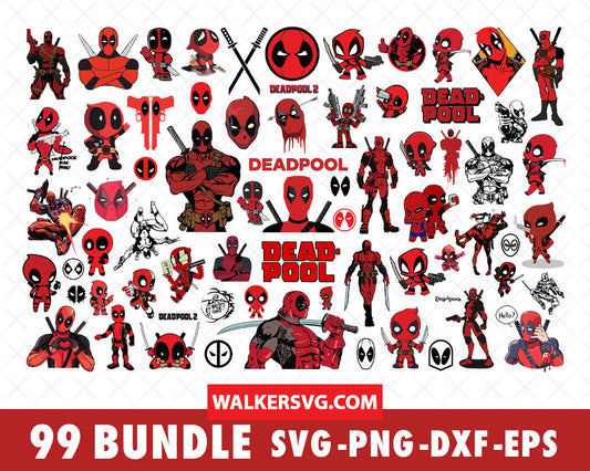 Deadpool SVG Bundle 1.0 - 415+ files Deadpool SVG, EPS, PNG, DXF for Cricut, Silhouette