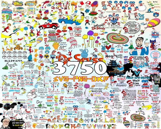 Dr Seuss SVG Bundle - 3750+ files Dr Seuss SVG, EPS, PNG, DXF for Cricut, Silhouette