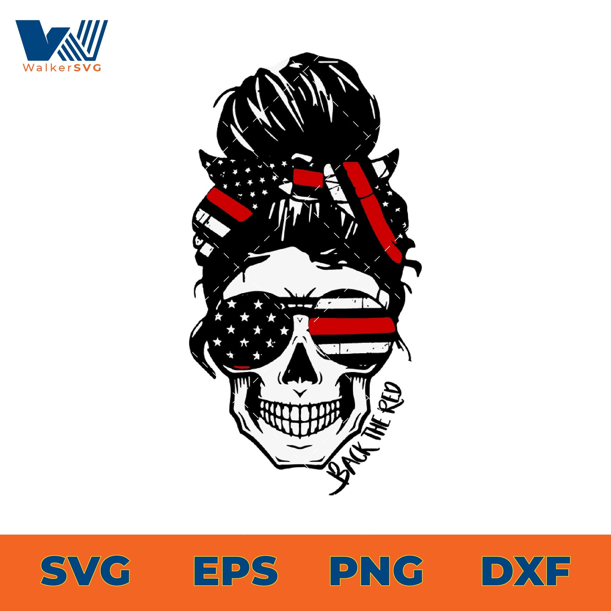 Back The Red Mom Skull SVG