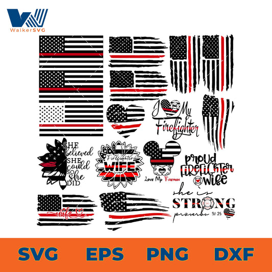 Firefighter Flag, Back The Brave SVG Bundle