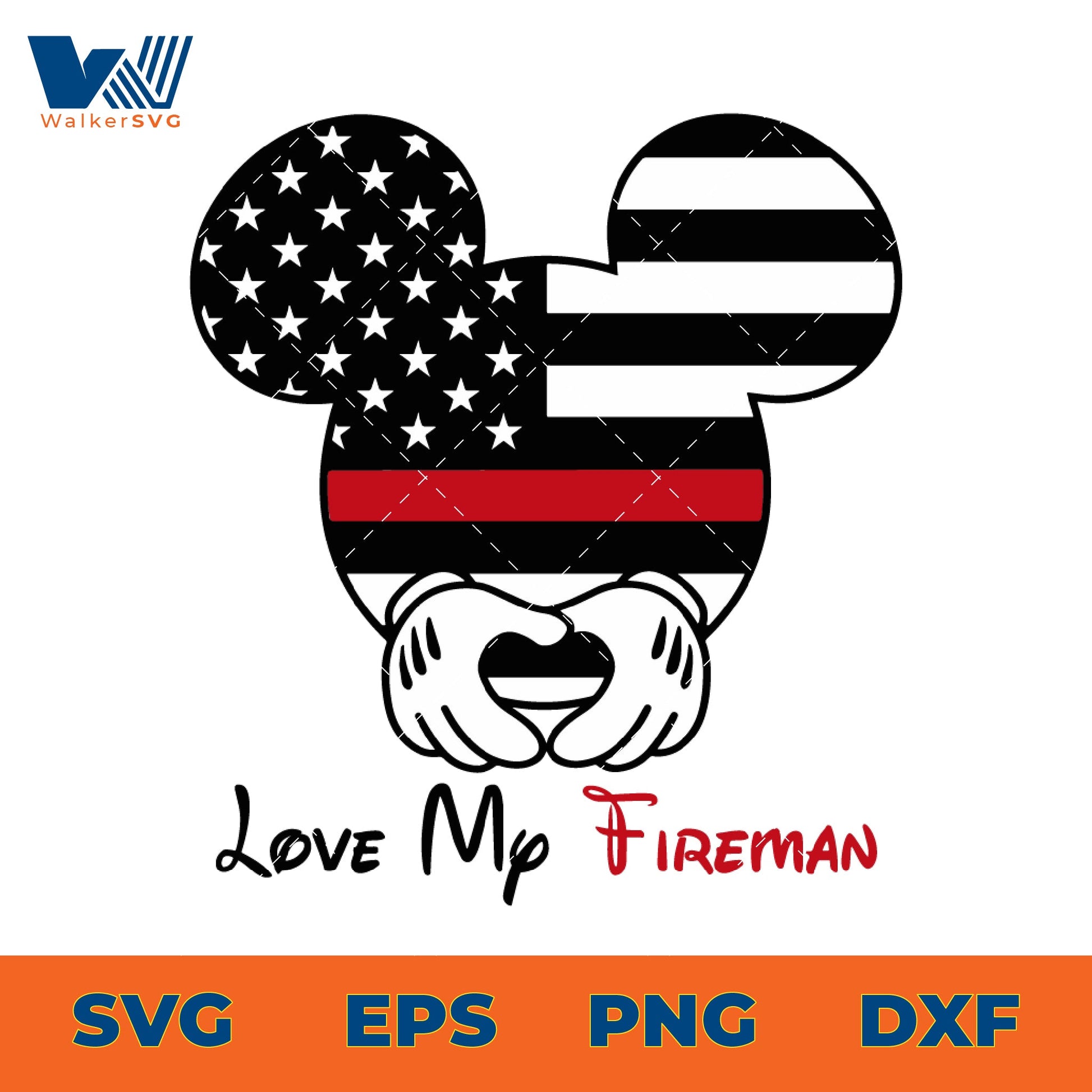 Mickey Mouse Love My Fire Man SVG