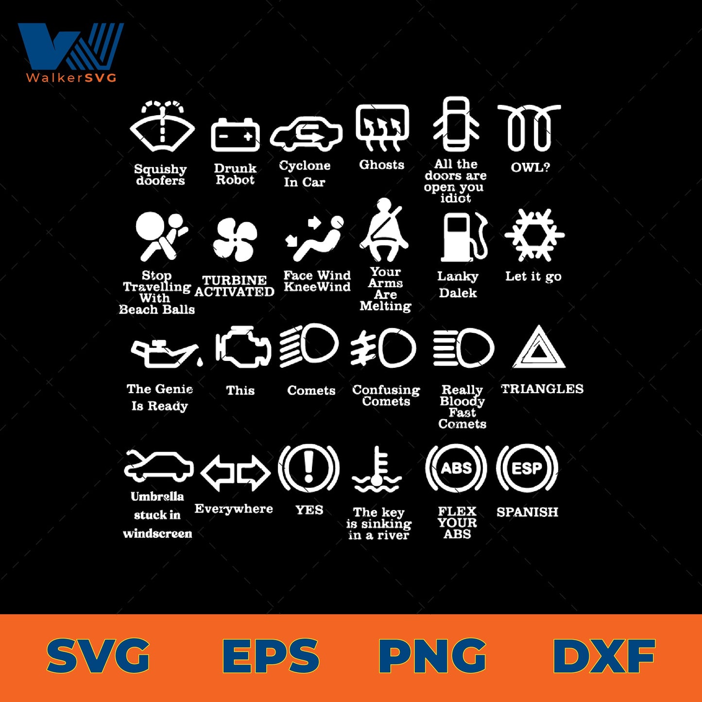 Funny Car Dashboard Icons SVG