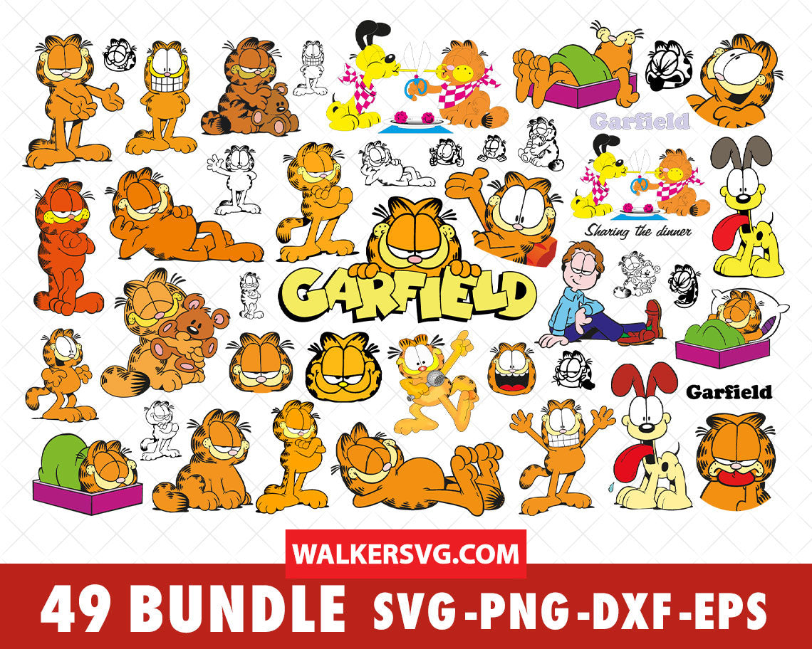 Garfield SVG Bundle - 200+ files Garfield SVG, EPS, PNG, DXF for Cricut, Silhouette