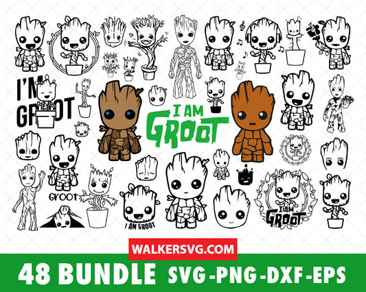 Groot SVG Bundle - 195+ files Groot SVG, EPS, PNG, DXF for Cricut, Silhouette