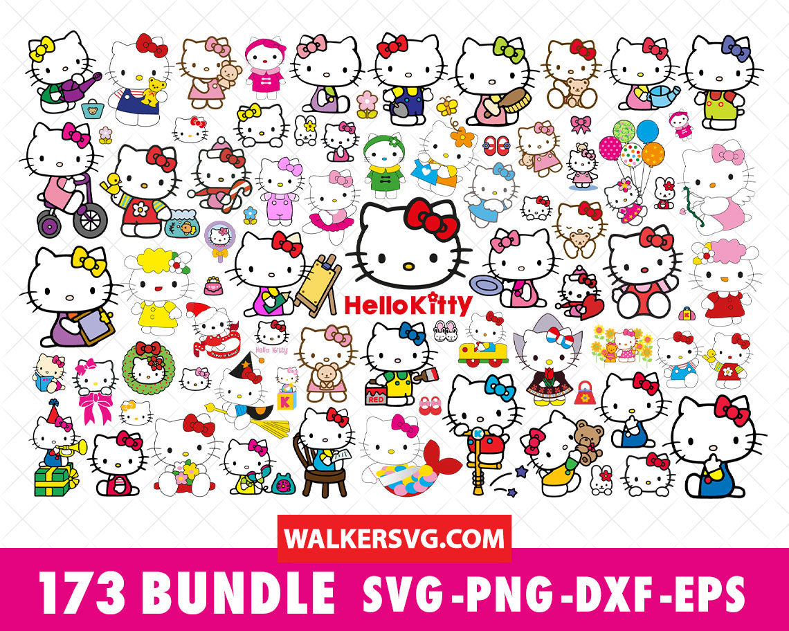 Hello Kitty SVG Bundle 1.0 - 695+ files Hello Kitty SVG, EPS, PNG, DXF for Cricut, Silhouette