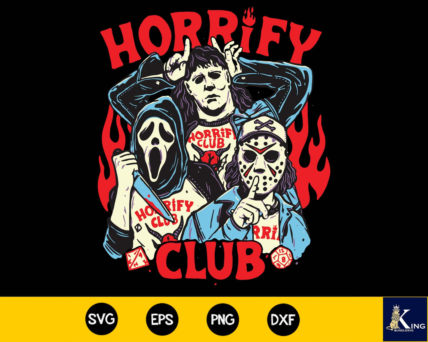 Horrify Club Michael Myers Jason Voorhees Ghostface svg , dxf, eps, png,  Cricut , File cut , Vector file , Silhouette Digital Dowload