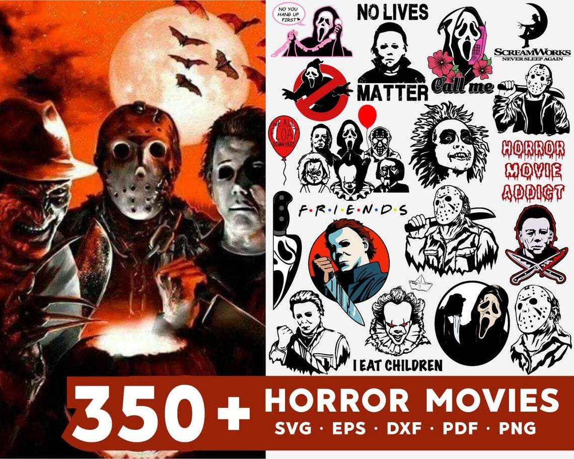 Horror Movies SVG Bundle - 700+ files Horror Movies SVG, EPS, PNG, DXF for Cricut, Silhouette