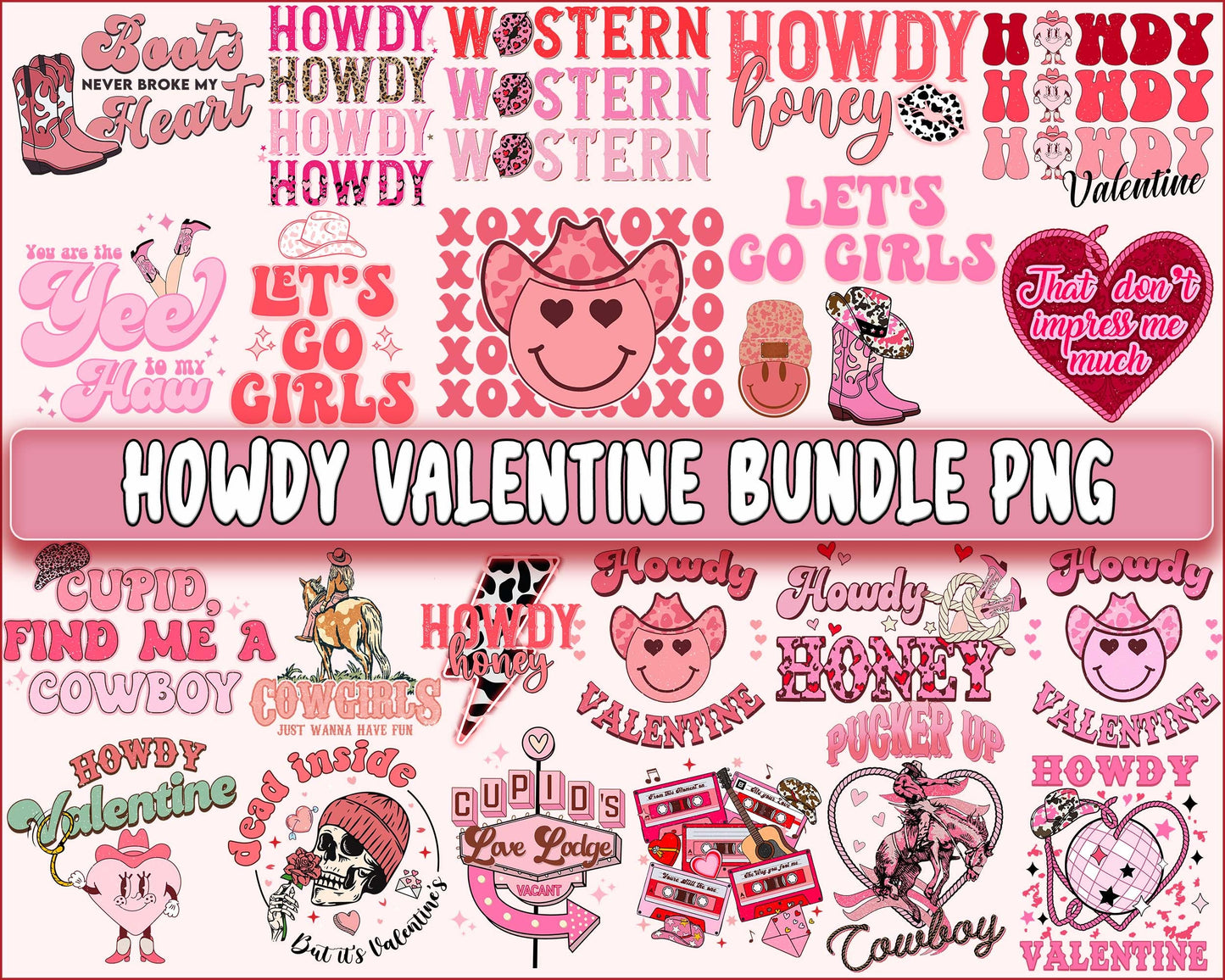 Howdy Valentine bundle PNG , Howdy Valentine PNG, Cutting Image, File Cut , Digital Download, Instant Download