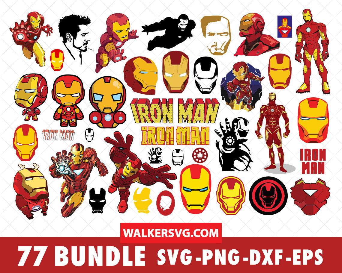 Iron Man SVG Bundle - 315+ files Iron Man SVG, EPS, PNG, DXF for Cricut, Silhouette