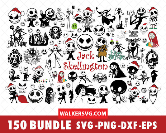 Jack Skellington SVG Bundle - 600+ files Jack Skellington SVG, EPS, PNG, DXF for Cricut, Silhouette