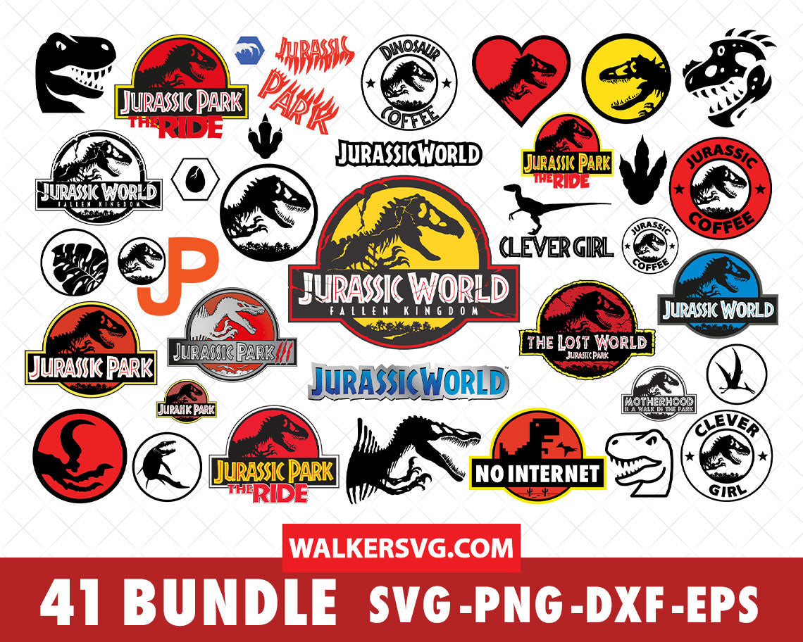 Jurassic World SVG Bundle - 165+ files Jurassic World SVG, EPS, PNG, DXF for Cricut, Silhouette
