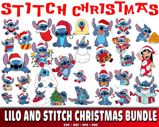 Lilo and Stitch christmas bundle SVG EPS DXF PNG , Cutting Image, cricut , file cut , digital download ,Instant Download