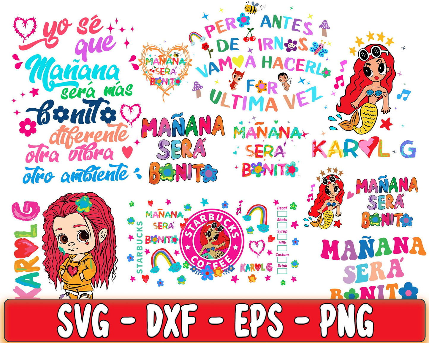 Mañana Será Bonito svg bundle ,10 file karol g SVG DXF EPS PNG, cricut , file cut , Silhouette, digital download, Instant Download