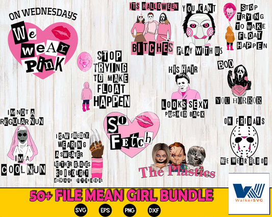 Mean Girls svg,50+ file bundle mean girls svg ,bundle halloween svg, file cut , for Cricut,  Silhouette , digital download