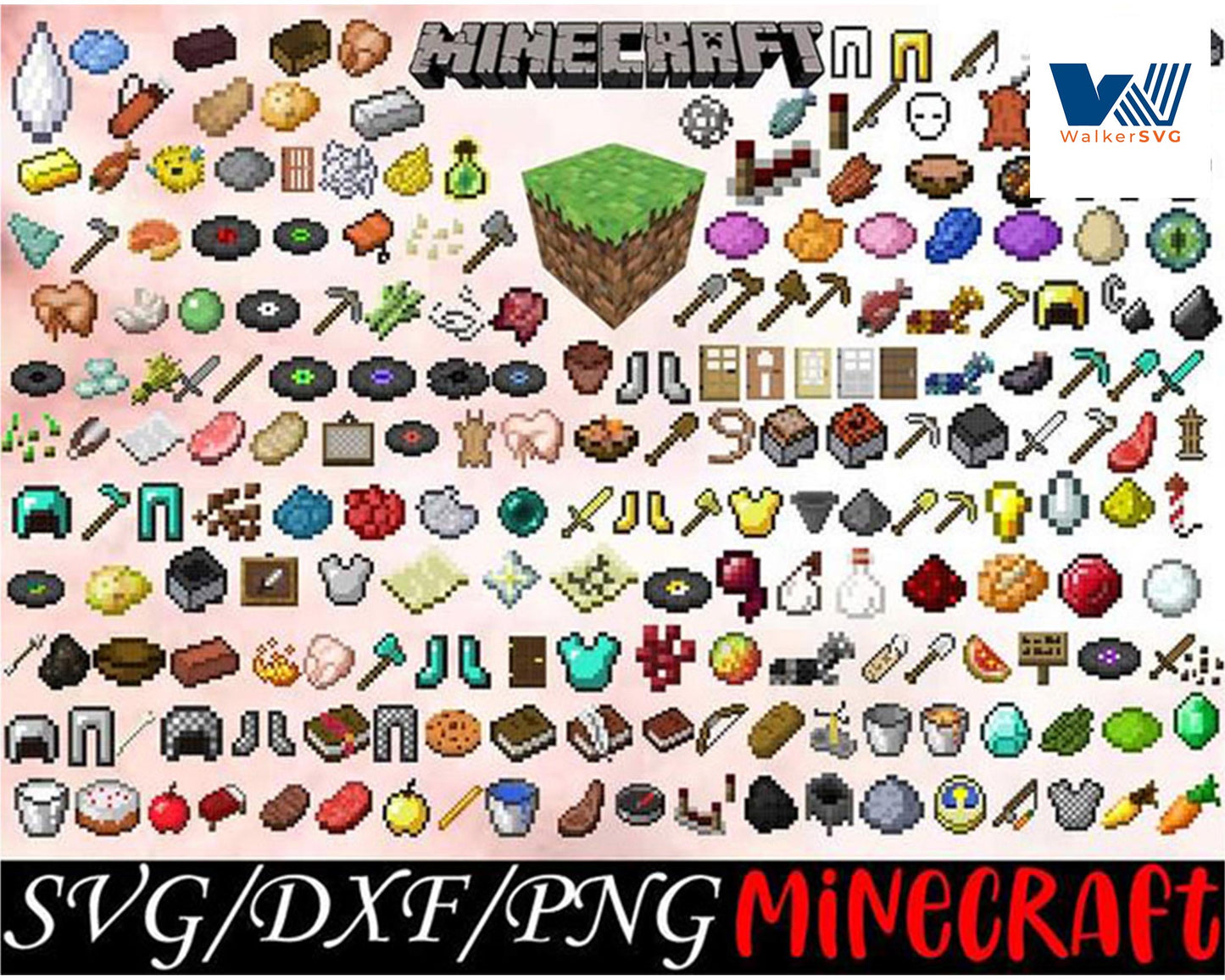 Minecraft SVG Bundle , 315+ files Minecraft SVG, EPS, PNG, DXF for Cricut, Silhouette