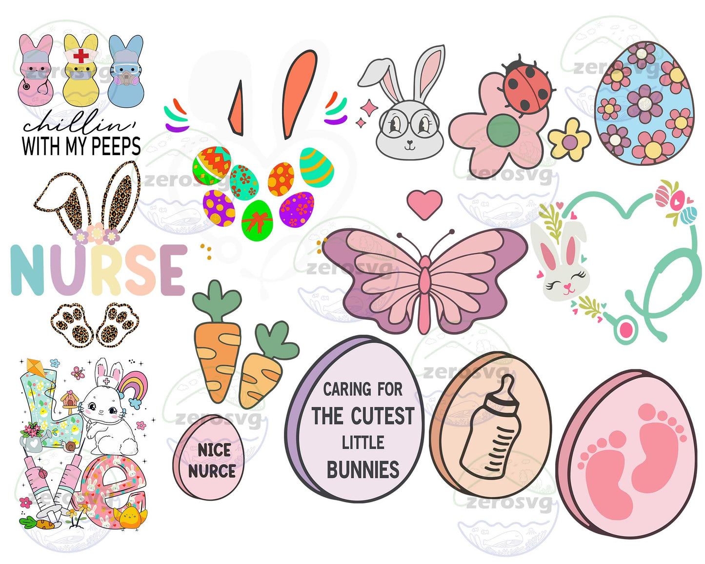 Nurse easter bunny svg,15+ file Nurse easter bunny bundle SVG, EPS, PNG, DXF for Cricut, Silhouette, digital download