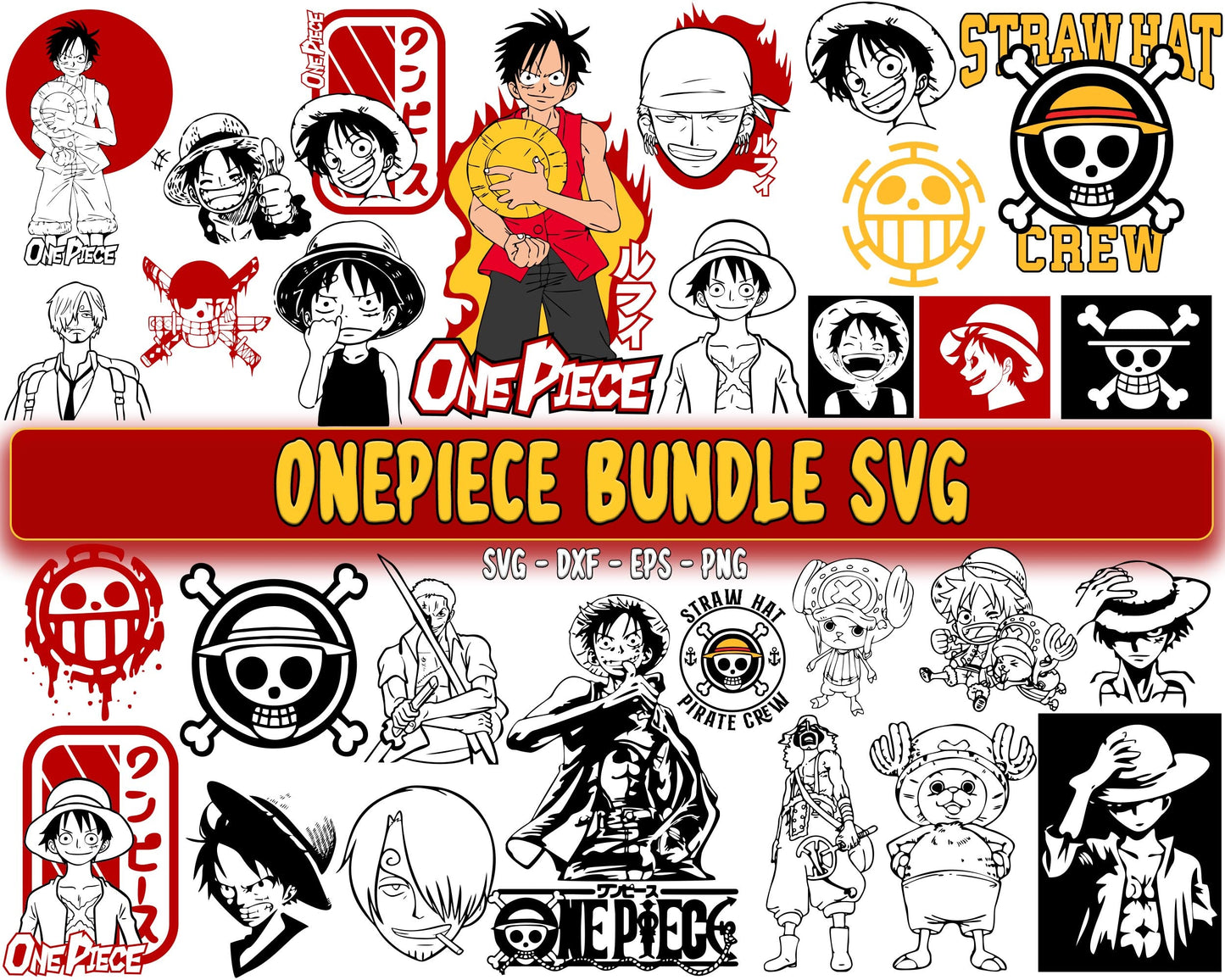 Onepiece bundle svg, anime bundle SVG DXF EPS PNG, Cutting Image, File Cut , Digital Download, Instant Download