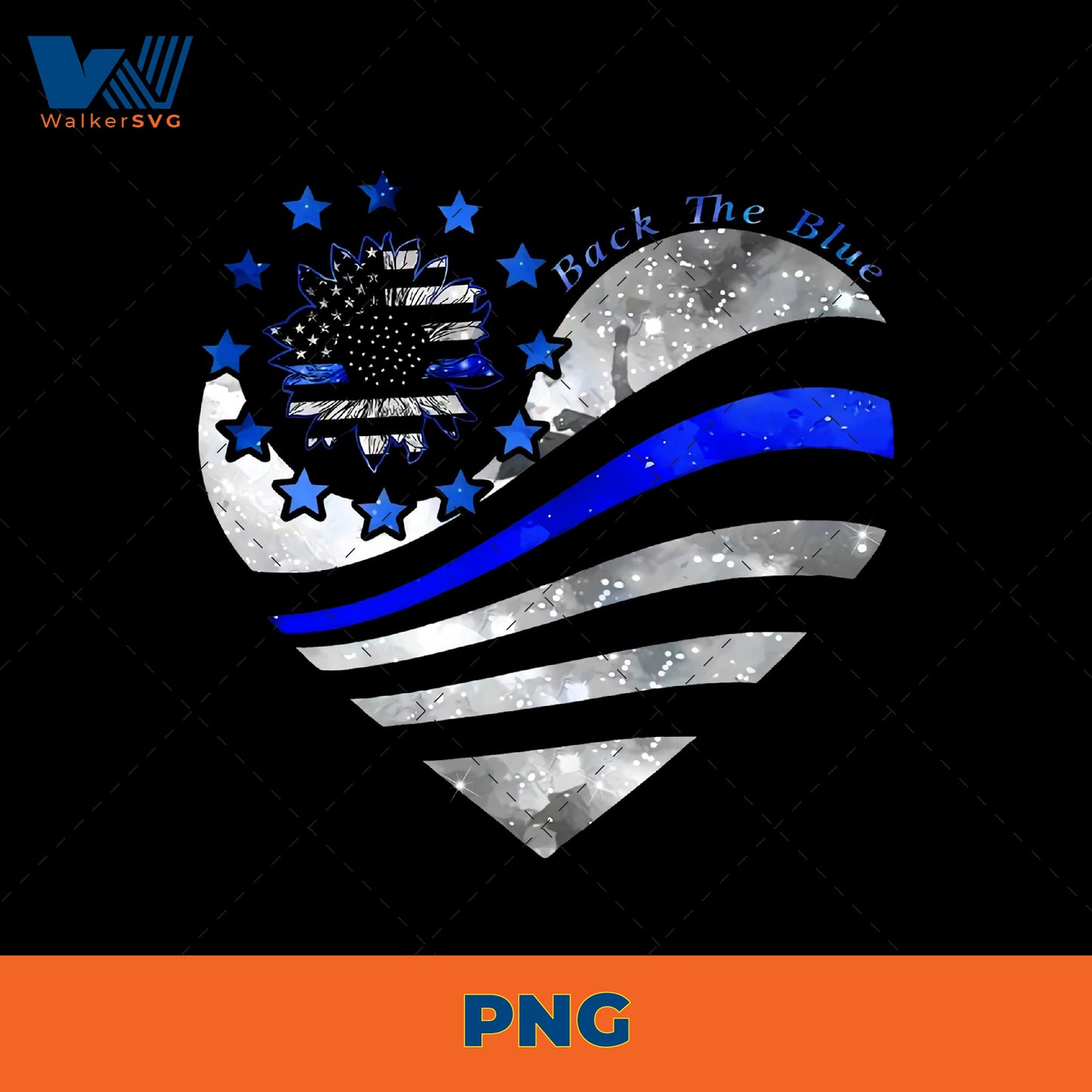 Back The Blue Heart PNG