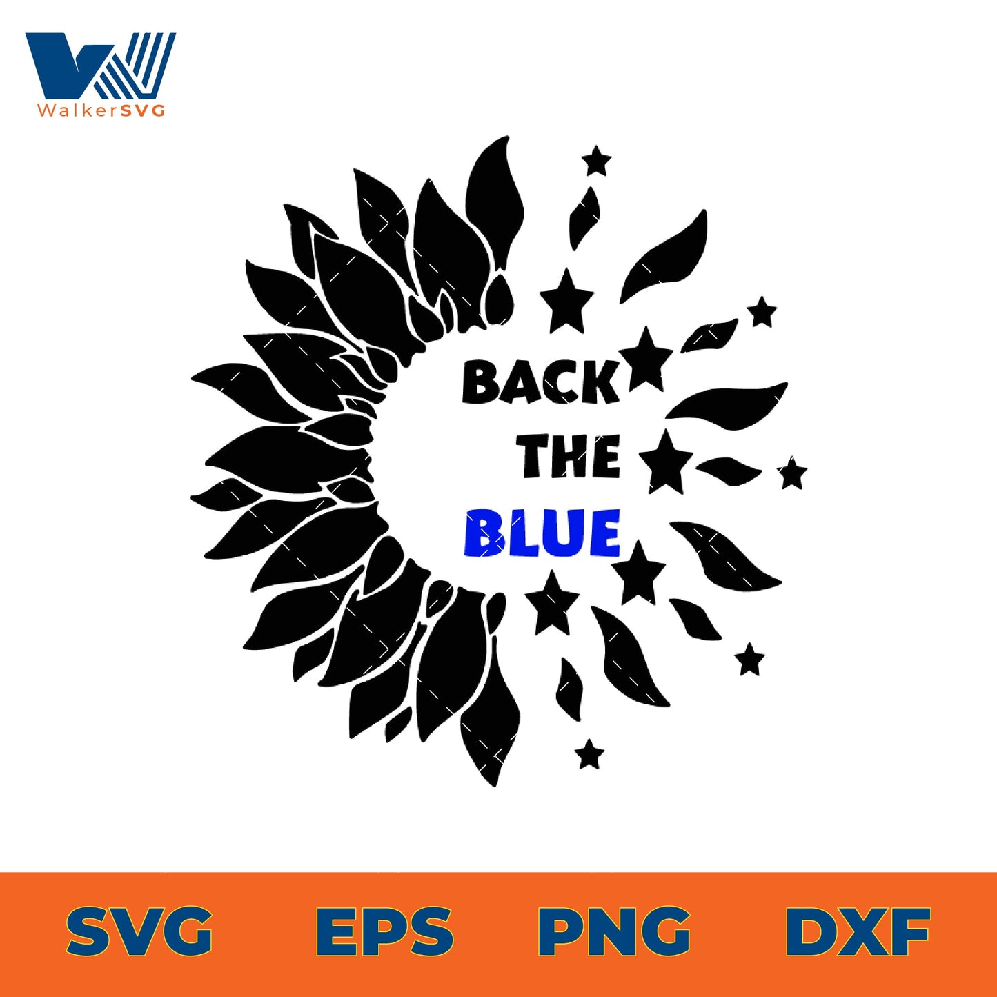 Back The Blue Sunflower SVG