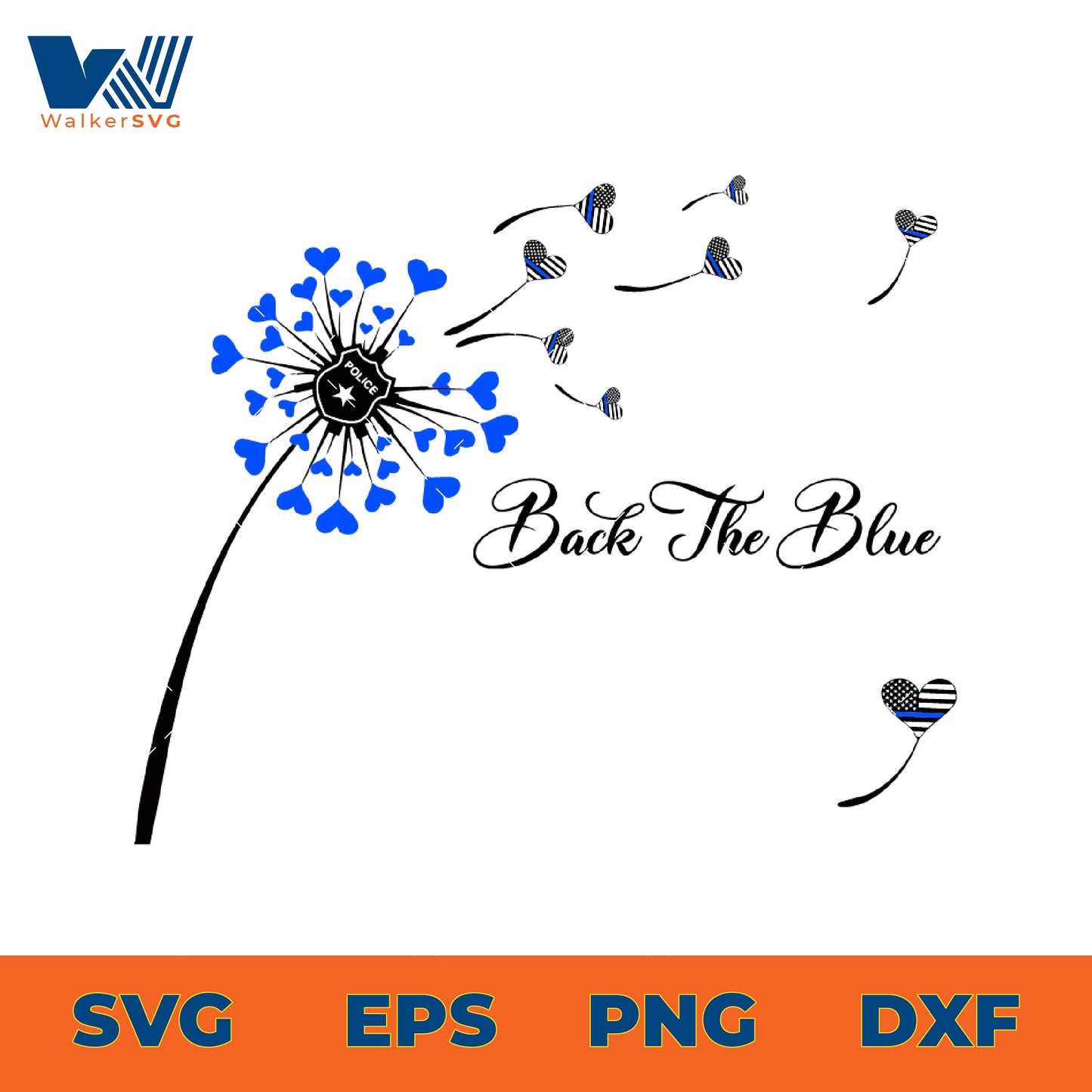 Back The Blue Dandelion SVG