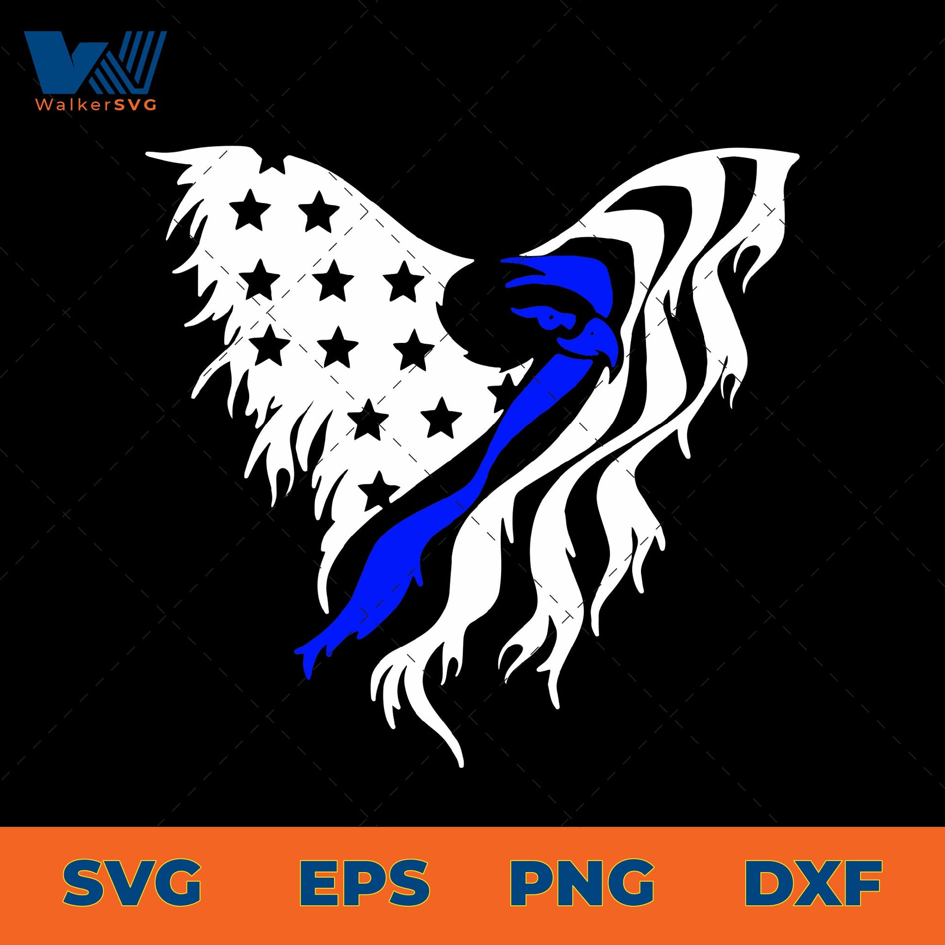 Eagle Thin Blue Line Flag SVG