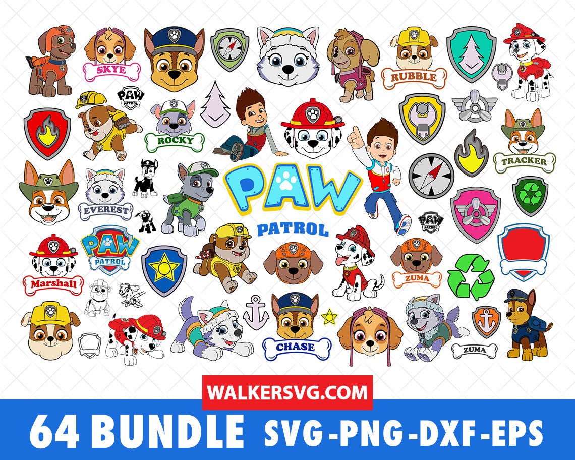 Paw Patrol SVG Bundle 2.0 - 260+ files Paw Patrol SVG, EPS, PNG, DXF for Cricut, Silhouette