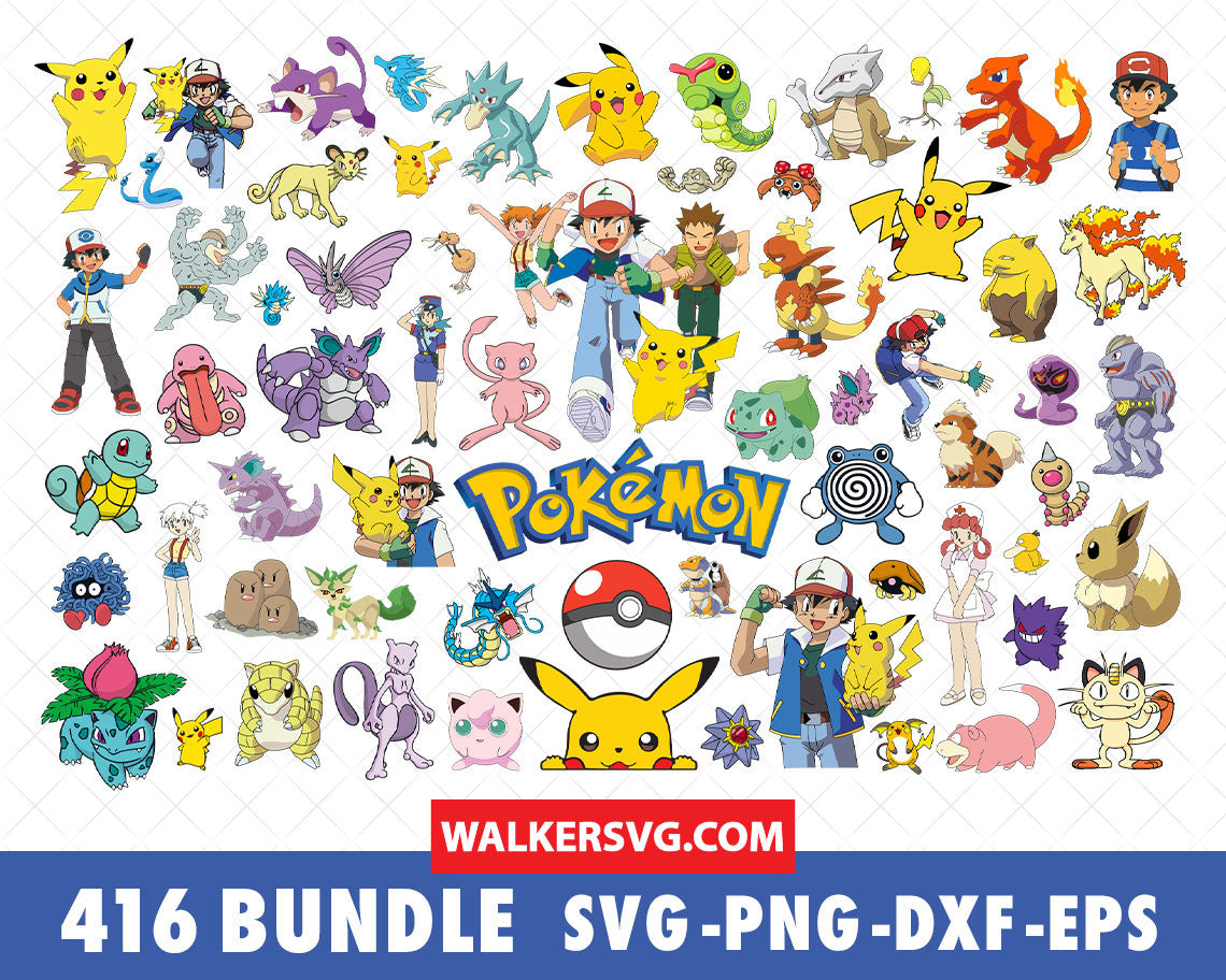 Pokemon SVG Bundle - 1,660+ files Pokemon SVG, EPS, PNG, DXF for Cricut, Silhouette