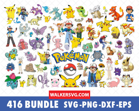 Pokemon SVG Bundle - 1,660+ files Pokemon SVG, EPS, PNG, DXF for Cricut, Silhouette